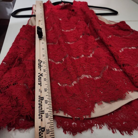 Lover Fire Blouse Lace Sleeveless Keyhole Beige Lining Large Red - Picture 7 of 12